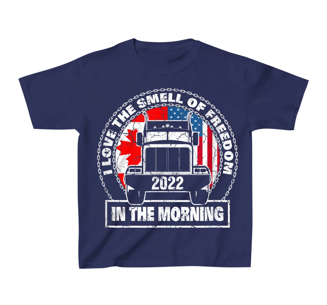 I Love The Smell Of Freedom in The Morning Trucker Convoy T-Shirt, Kid T-Shirt and Women T-Shirt