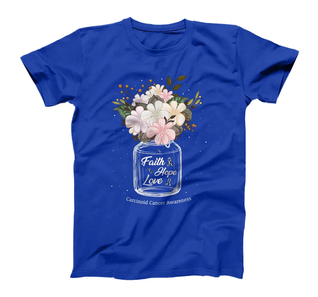 Carcinoid Cancer Faith Love Hope Flower Jar Awareness T-Shirt, Women T-Shirt