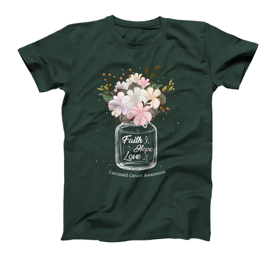 Carcinoid Cancer Faith Love Hope Flower Jar Awareness T-Shirt, Women T-Shirt