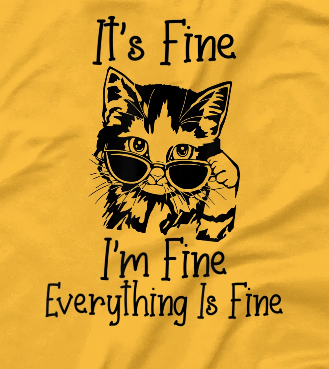 Womens It's Fine I'm Fine Everything Is Fine Funny Black Cat T-Shirt, Women T-Shirt
