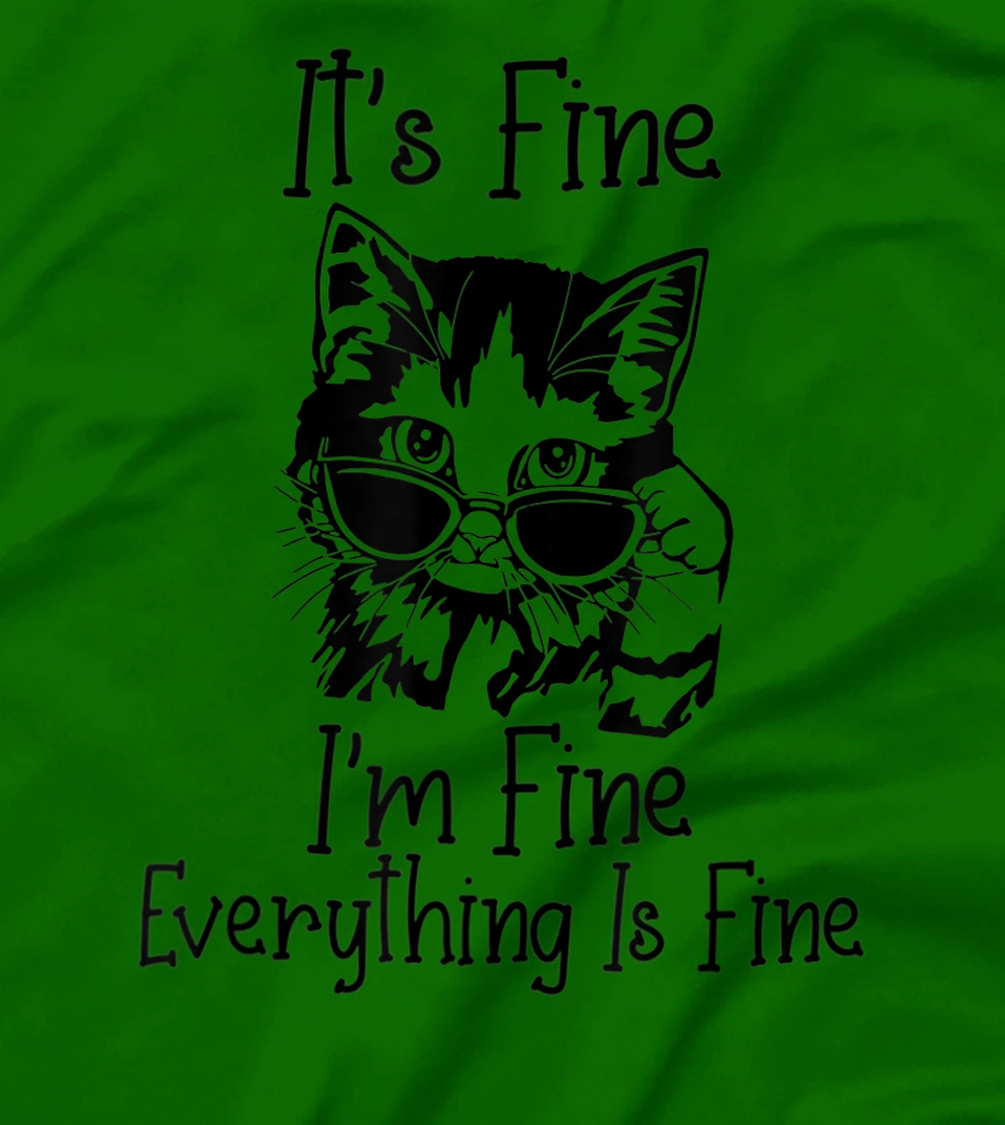 Womens It's Fine I'm Fine Everything Is Fine Funny Black Cat T-Shirt, Women T-Shirt