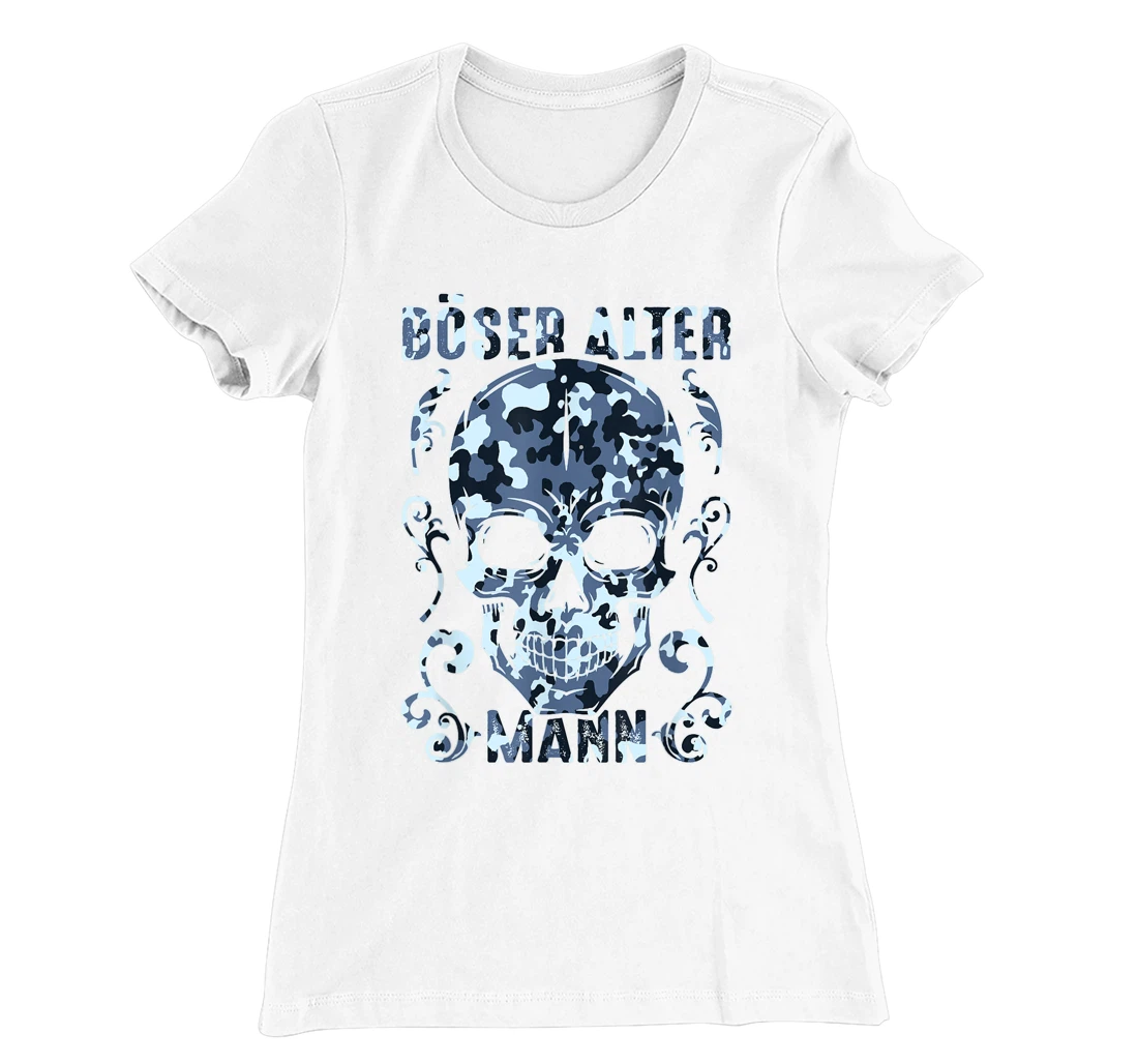 Bad old man skull camouflage T-Shirt, Women T-Shirt