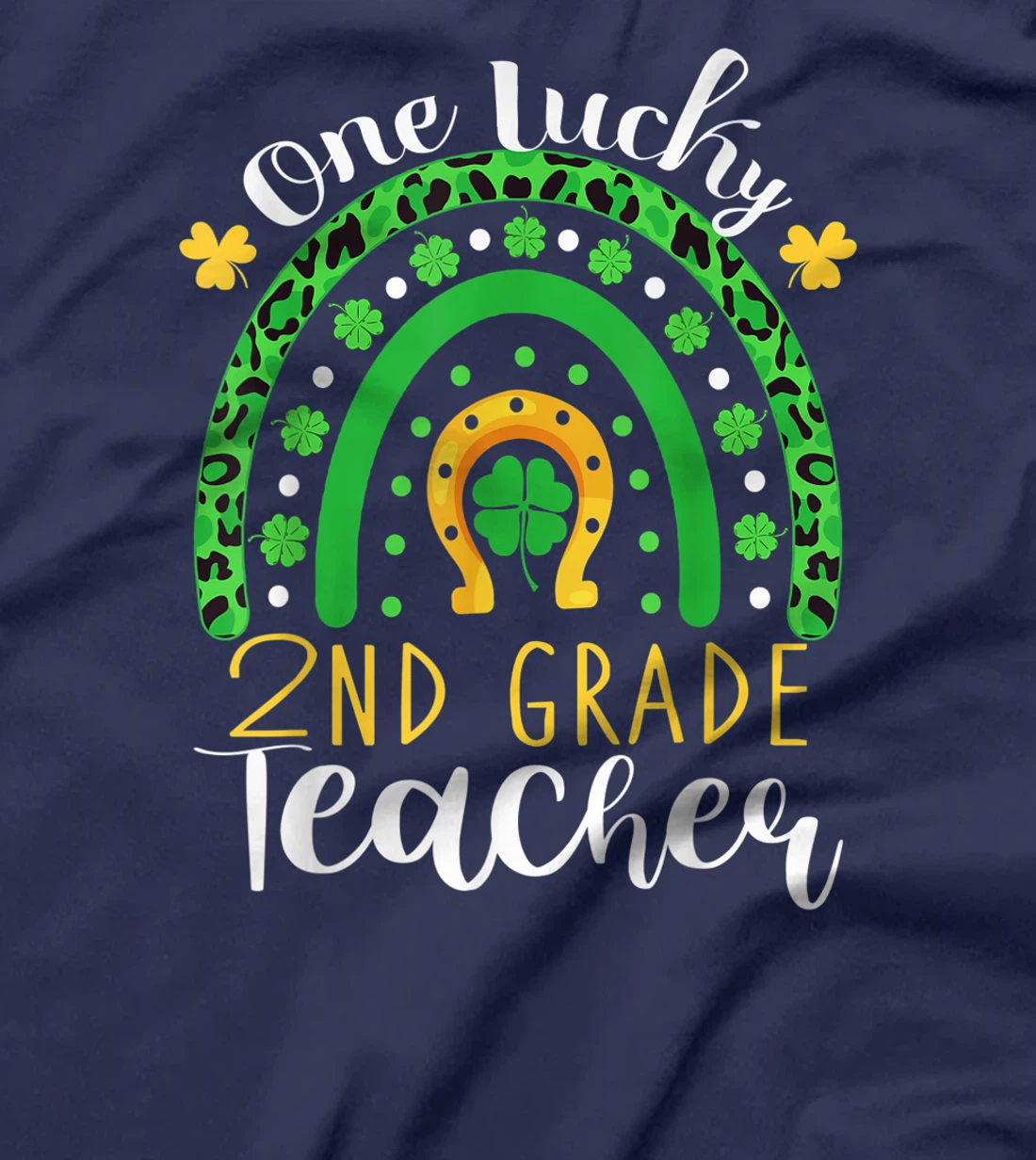 One Lucky 2nd Grade Teacher Rainbow Leopard St Patrick's Day T-Shirt, Kid T-Shirt and Women T-Shirt