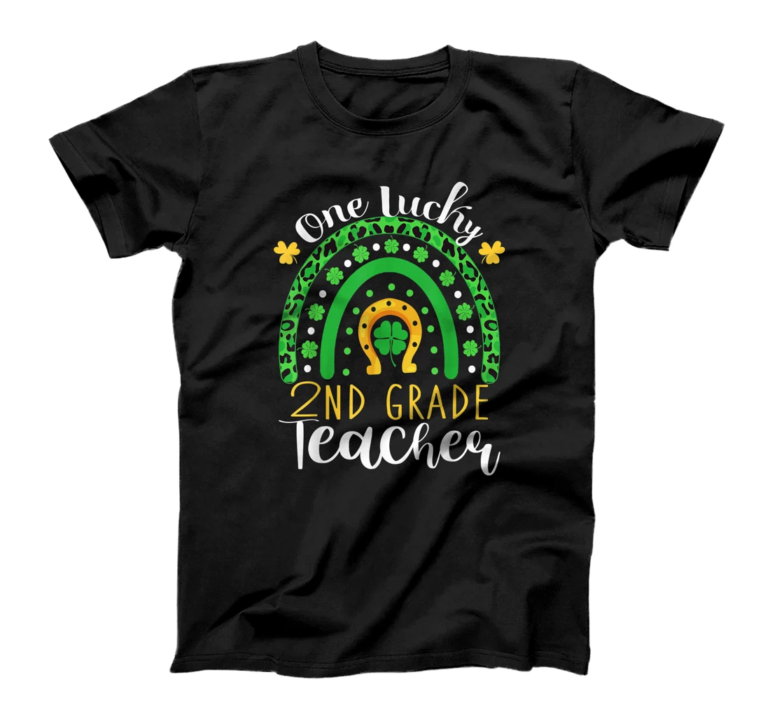 One Lucky 2nd Grade Teacher Rainbow Leopard St Patrick's Day T-Shirt, Kid T-Shirt and Women T-Shirt