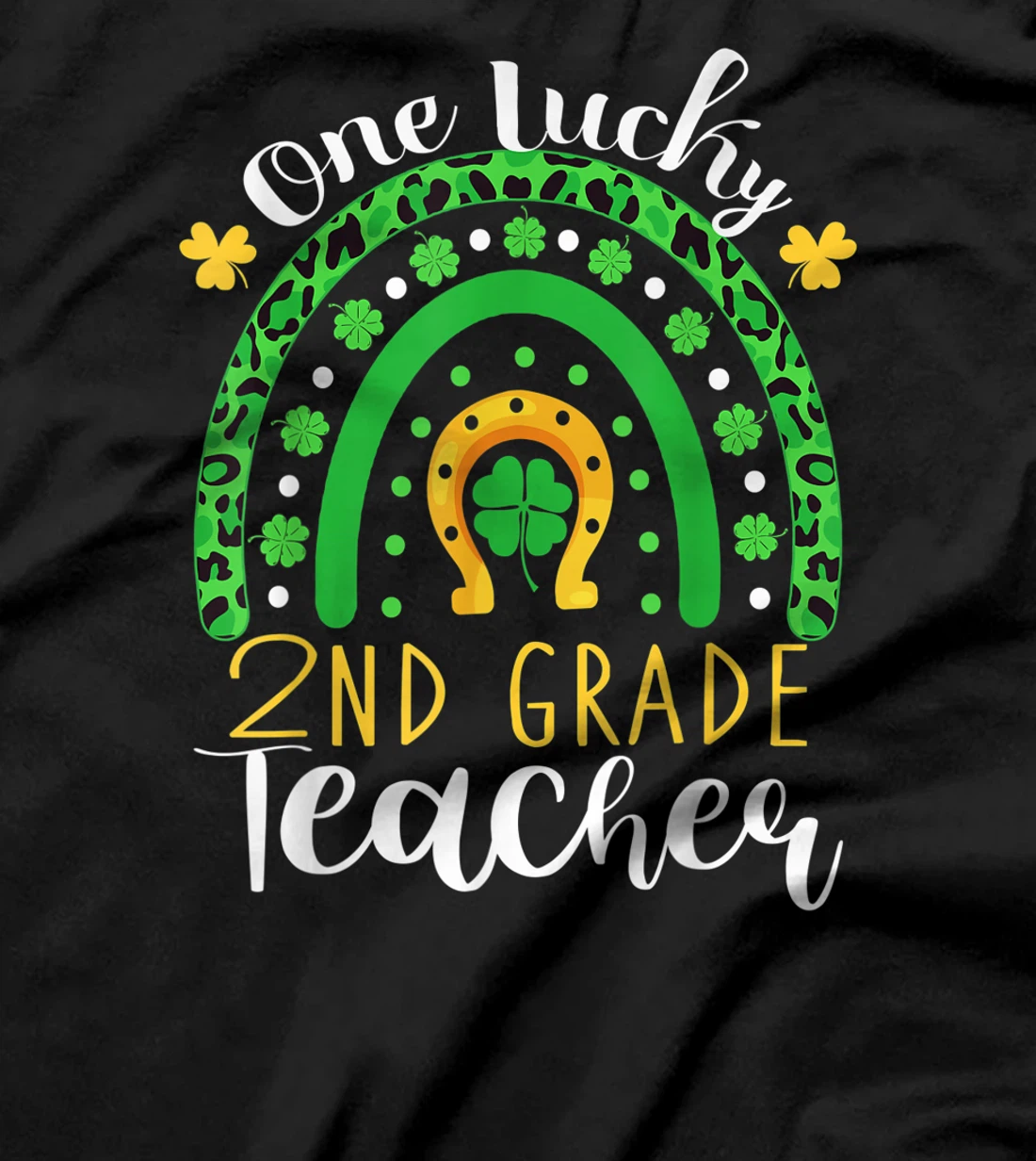 One Lucky 2nd Grade Teacher Rainbow Leopard St Patrick's Day T-Shirt, Kid T-Shirt and Women T-Shirt