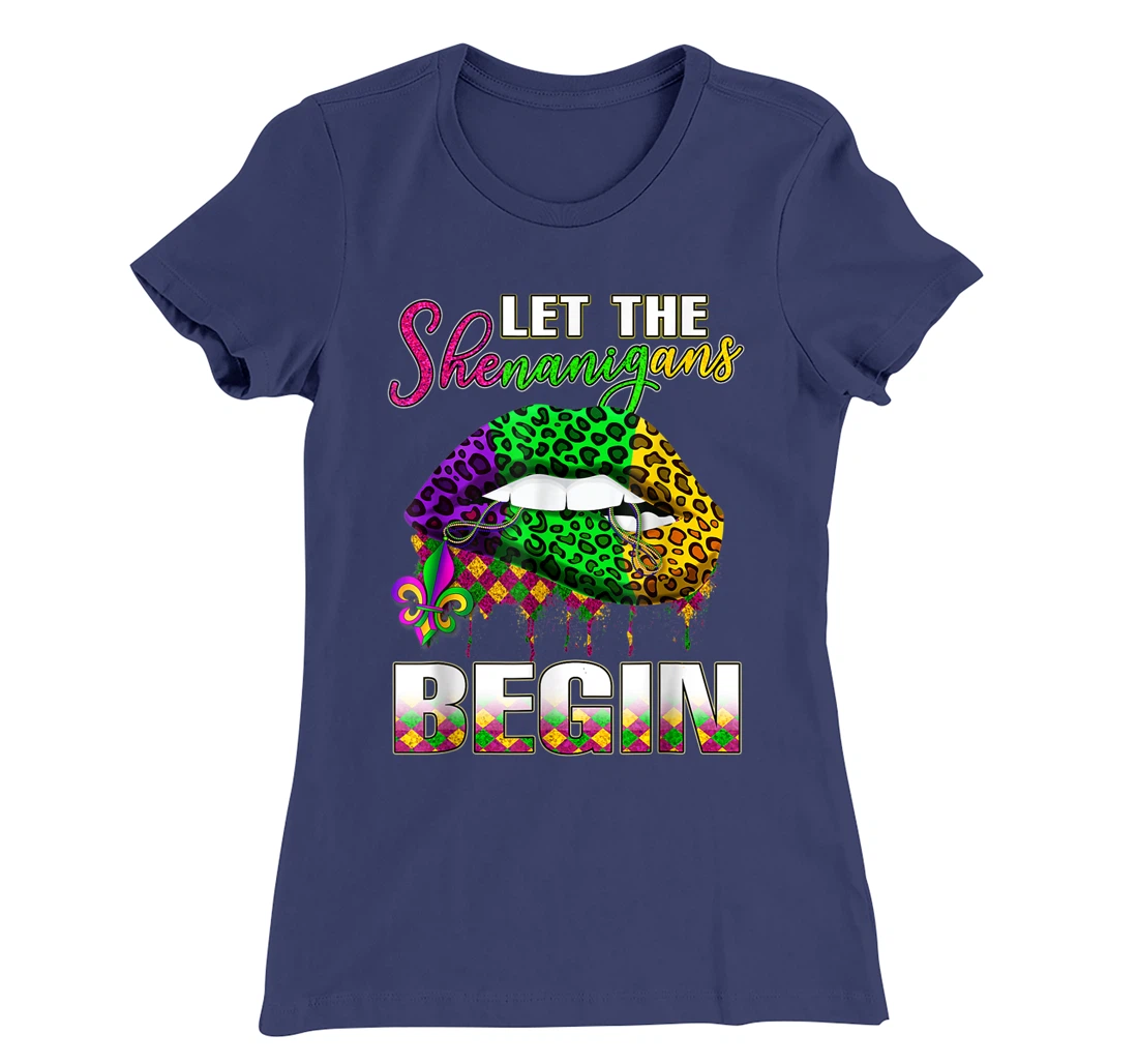 Mardi Gras Lips Outfit Costume Women Let Shenanigans Begin T-Shirt, Women T-Shirt
