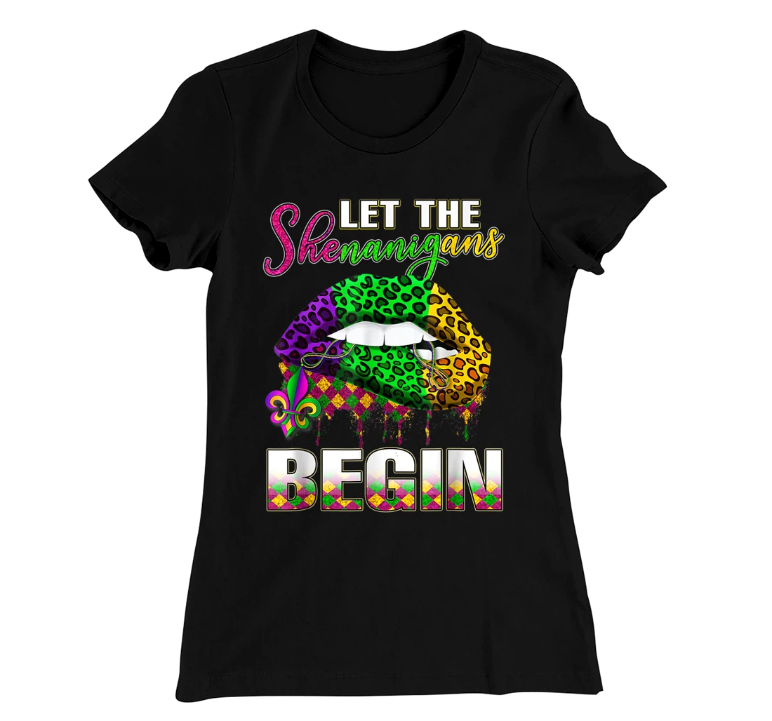Mardi Gras Lips Outfit Costume Women Let Shenanigans Begin T-Shirt, Women T-Shirt