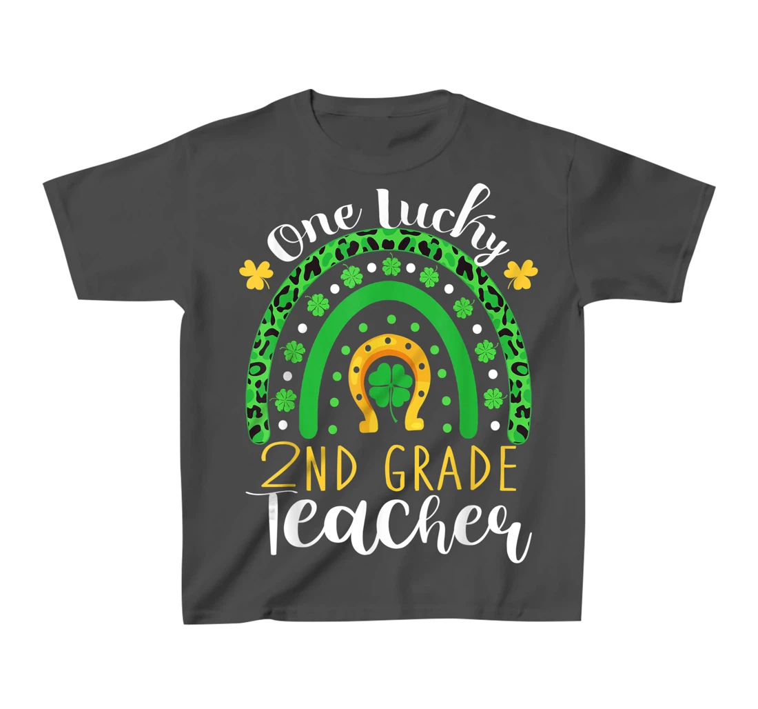 One Lucky 2nd Grade Teacher Rainbow Leopard St Patrick's Day T-Shirt, Kid T-Shirt and Women T-Shirt