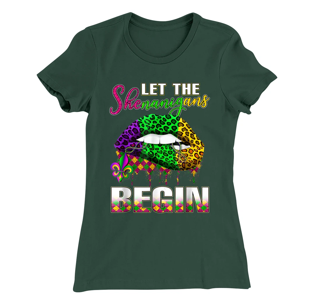 Mardi Gras Lips Outfit Costume Women Let Shenanigans Begin T-Shirt, Women T-Shirt