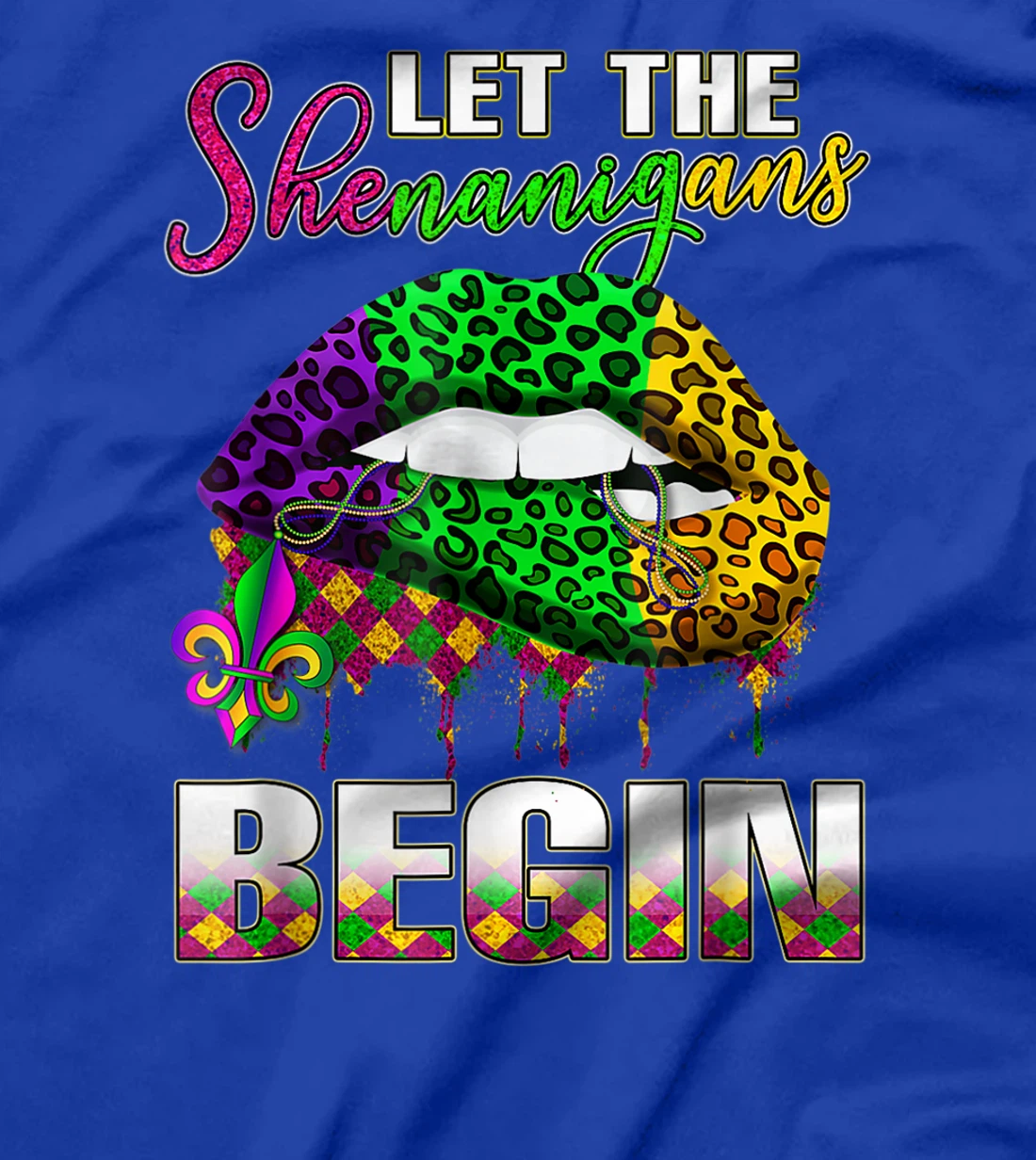 Mardi Gras Lips Outfit Costume Women Let Shenanigans Begin T-Shirt, Women T-Shirt