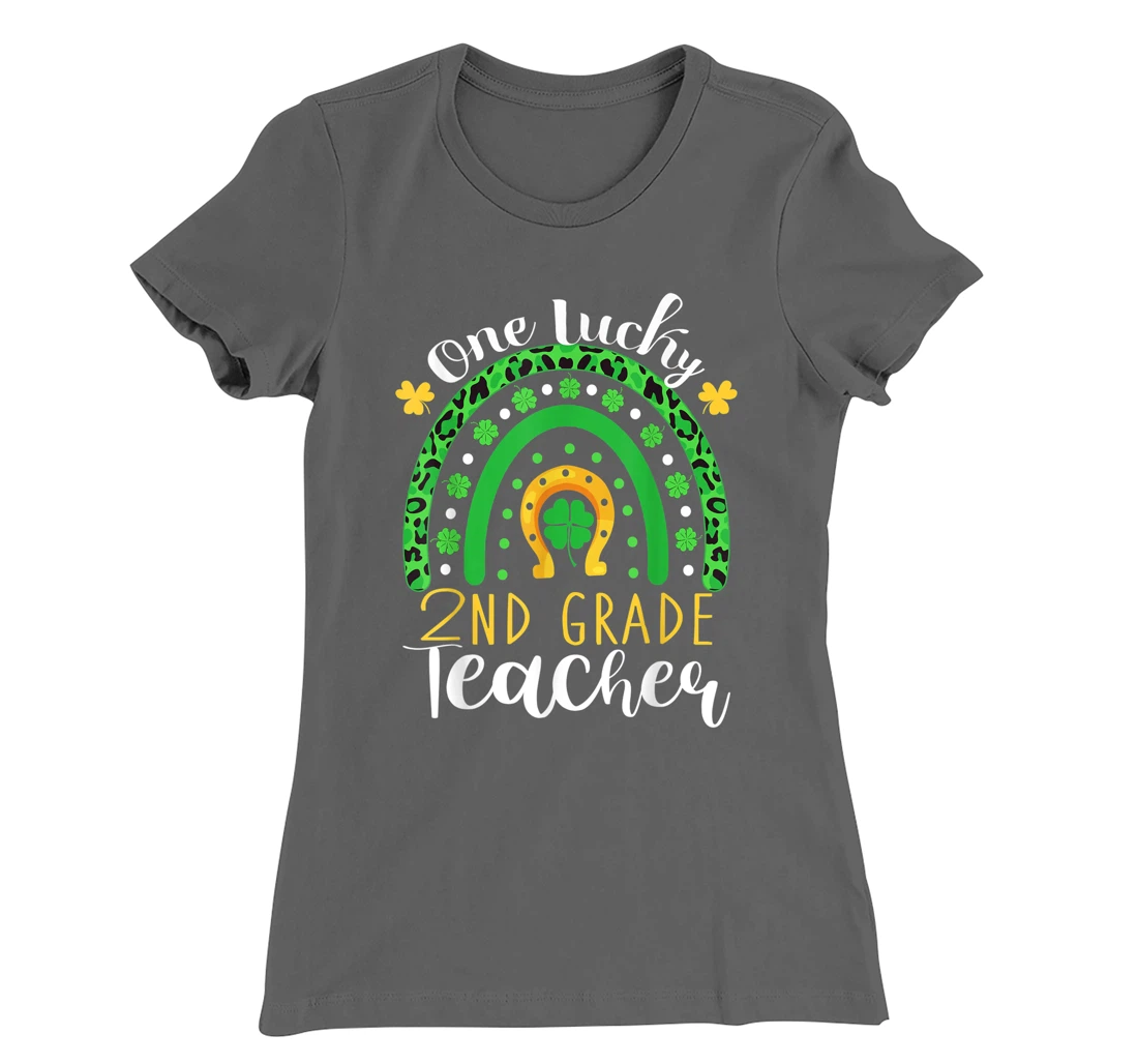 One Lucky 2nd Grade Teacher Rainbow Leopard St Patrick's Day T-Shirt, Kid T-Shirt and Women T-Shirt