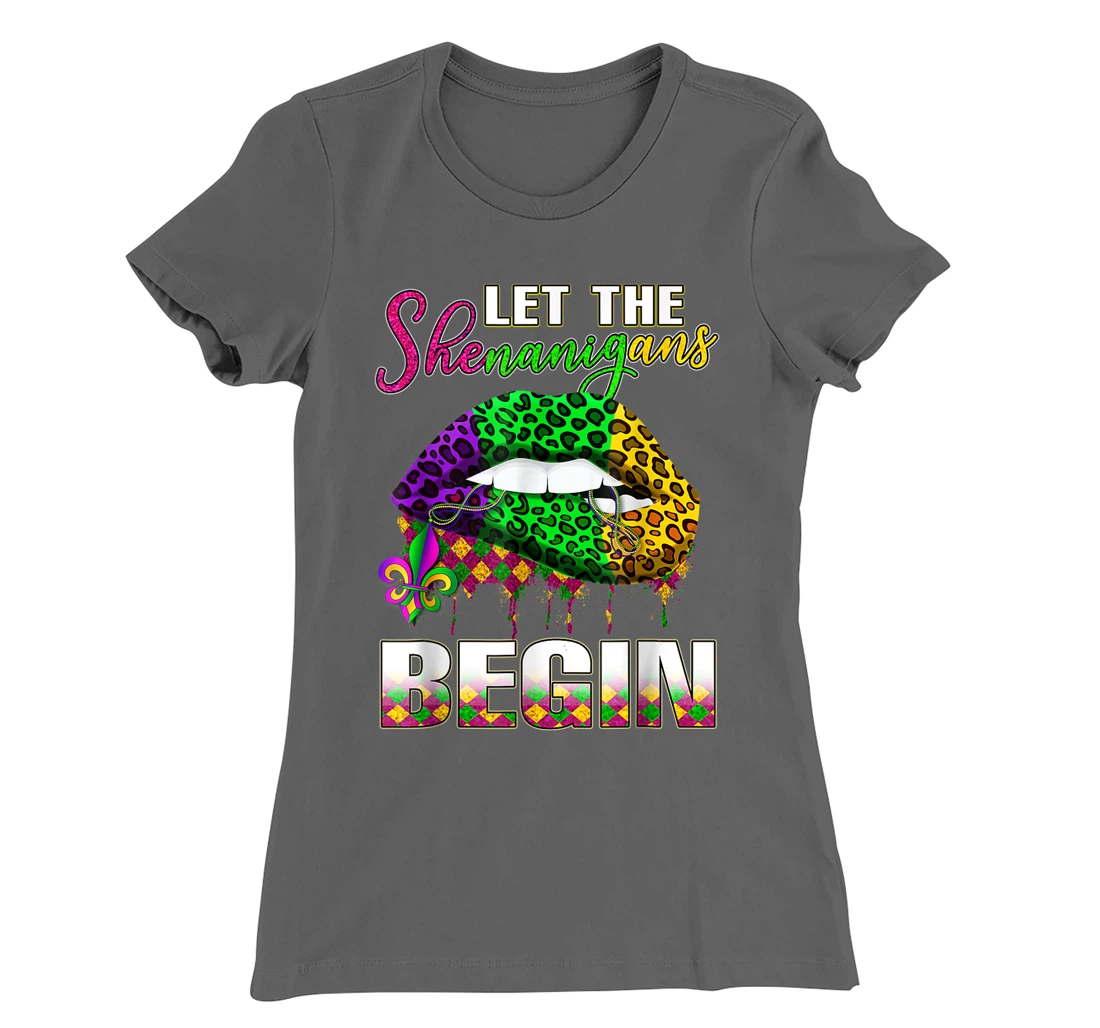 Mardi Gras Lips Outfit Costume Women Let Shenanigans Begin T-Shirt, Women T-Shirt