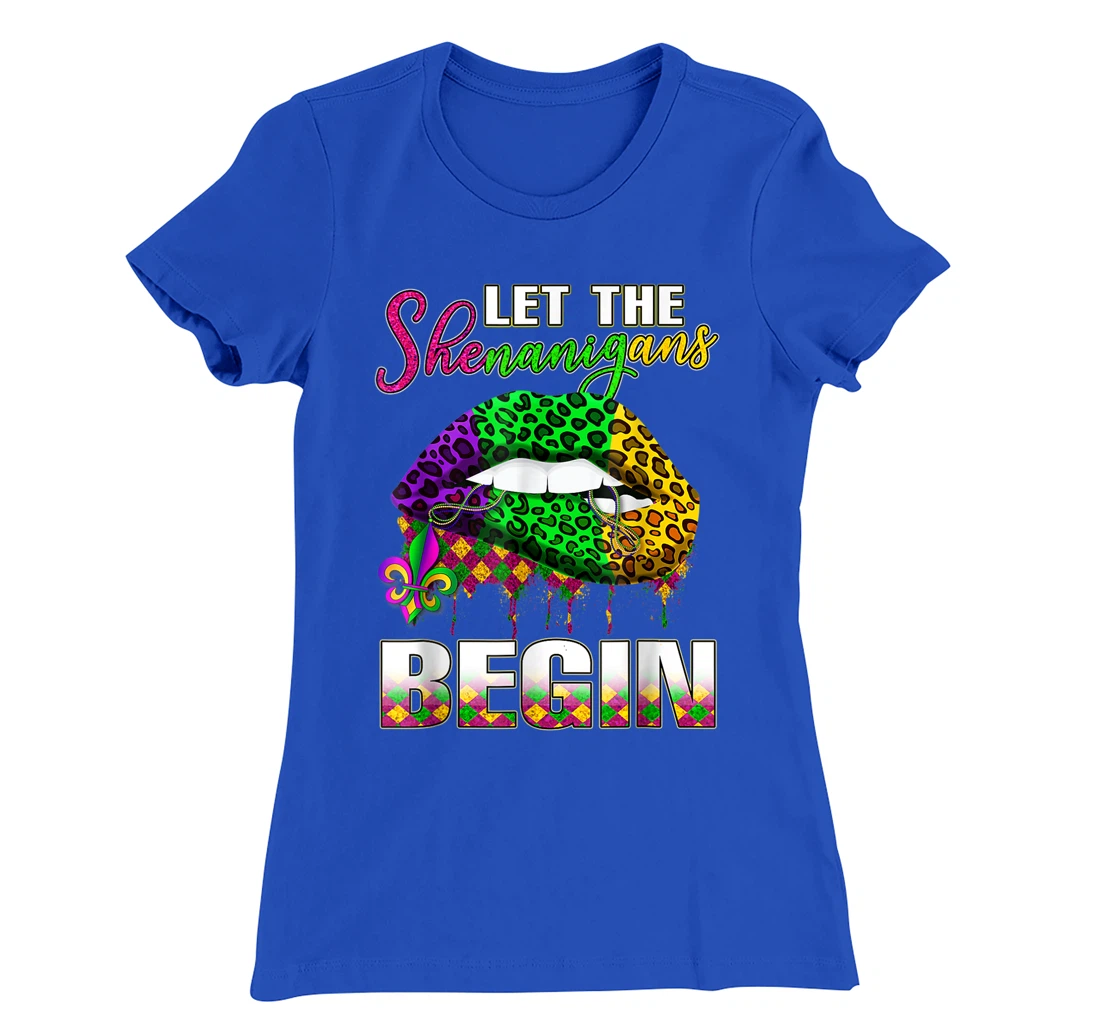 Mardi Gras Lips Outfit Costume Women Let Shenanigans Begin T-Shirt, Women T-Shirt