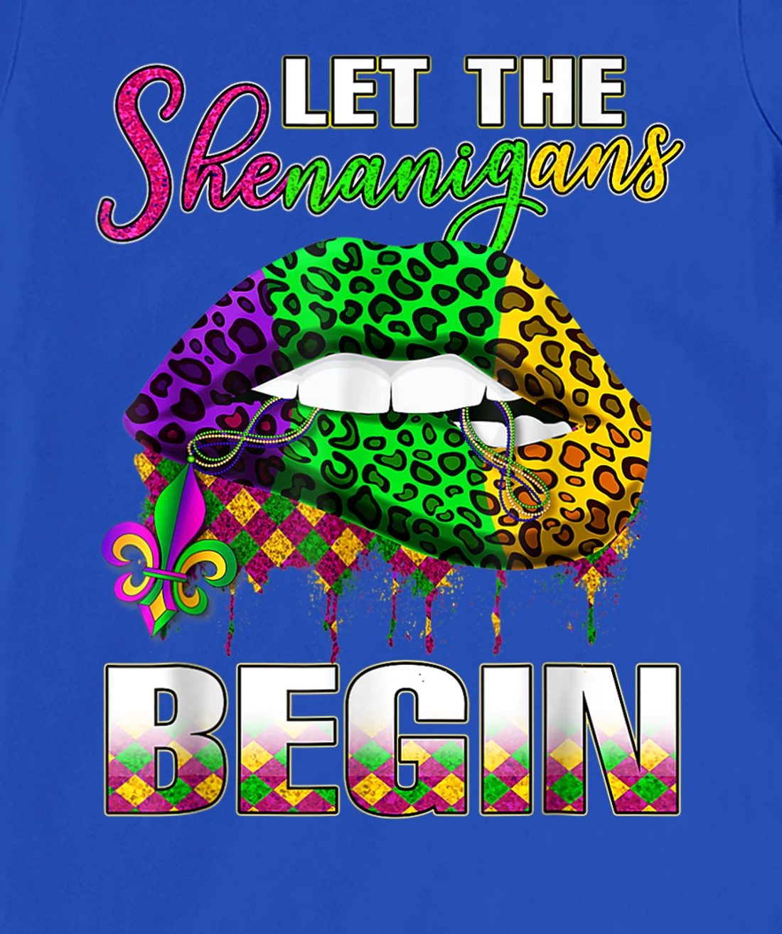 Mardi Gras Lips Outfit Costume Women Let Shenanigans Begin T-Shirt, Women T-Shirt