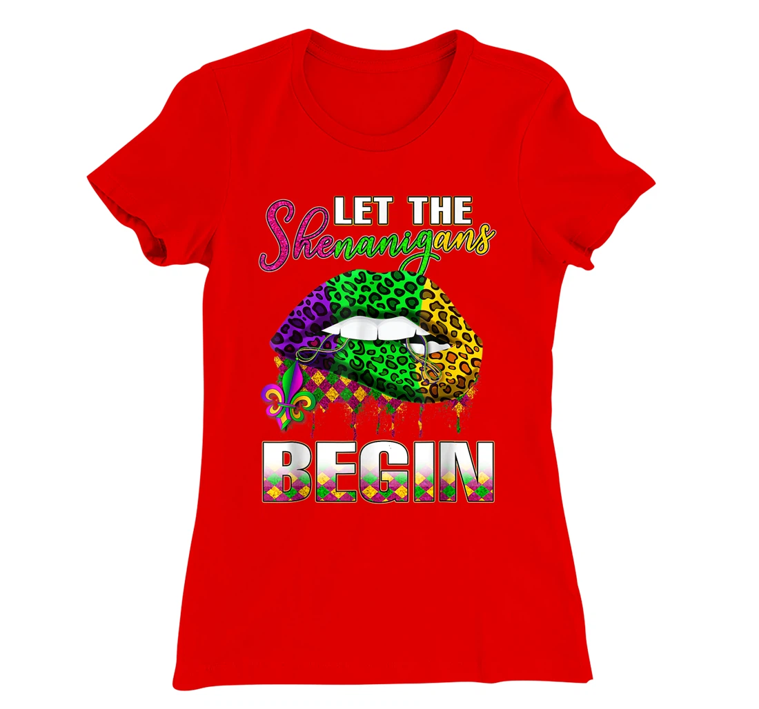 Mardi Gras Lips Outfit Costume Women Let Shenanigans Begin T-Shirt, Women T-Shirt