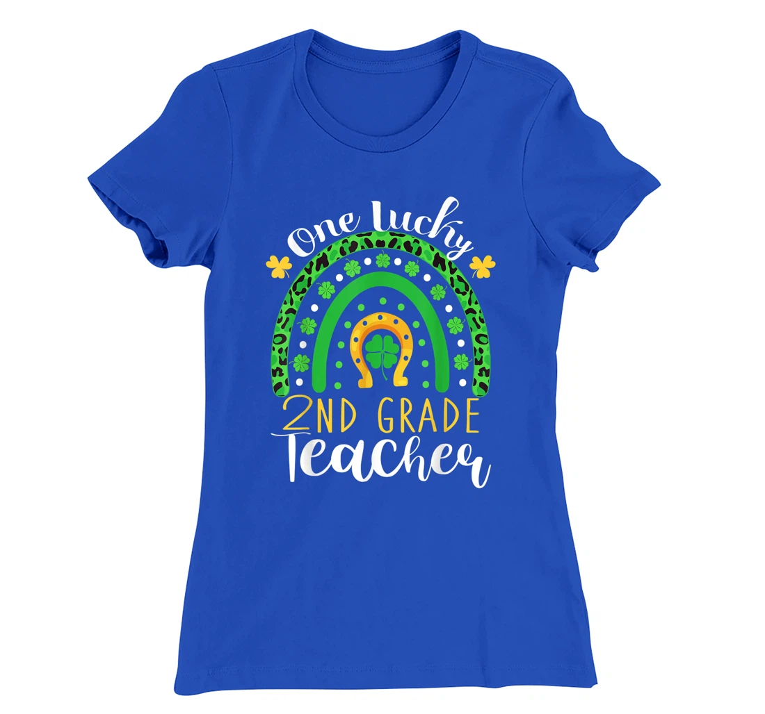 One Lucky 2nd Grade Teacher Rainbow Leopard St Patrick's Day T-Shirt, Kid T-Shirt and Women T-Shirt