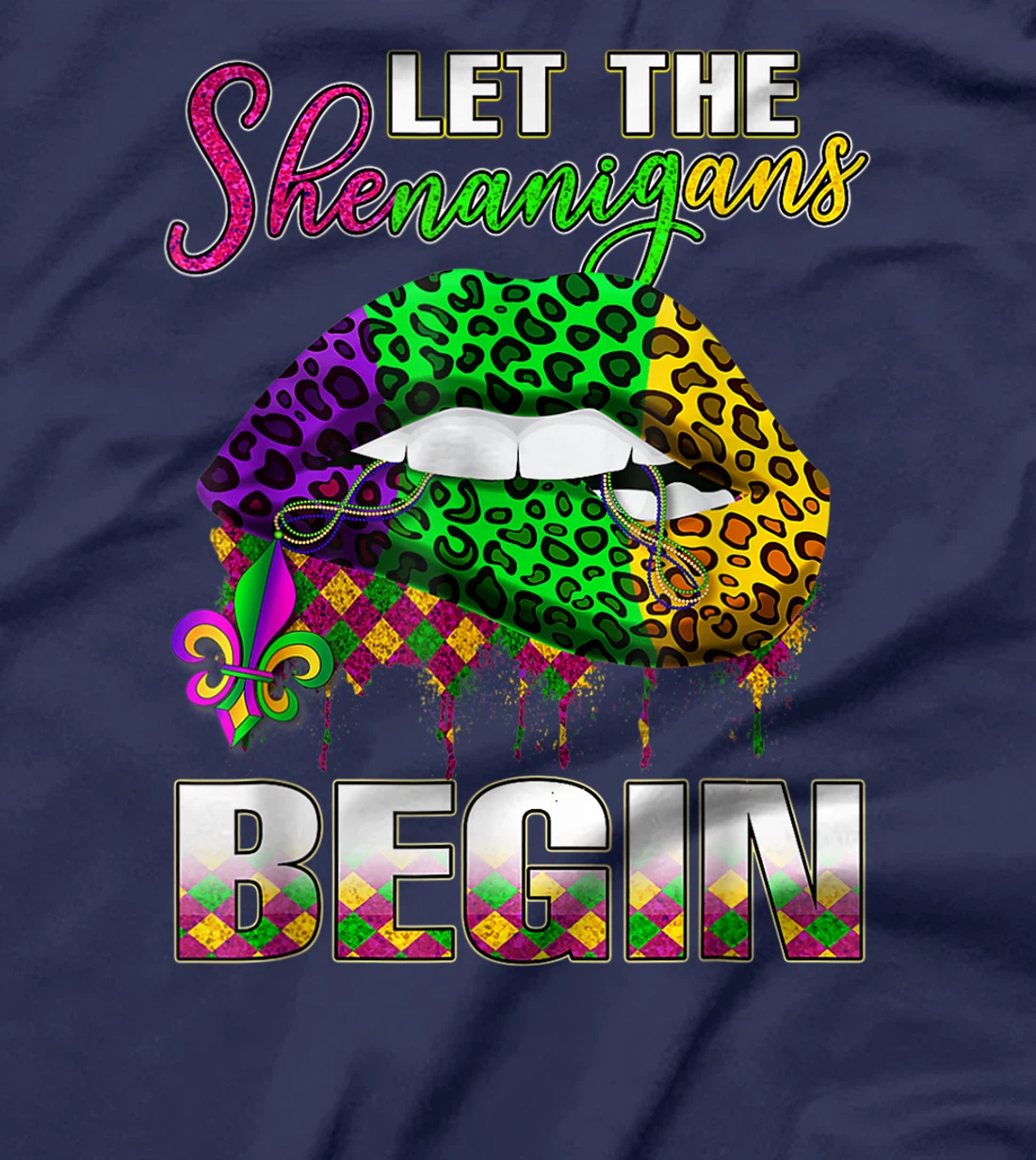 Mardi Gras Lips Outfit Costume Women Let Shenanigans Begin T-Shirt, Women T-Shirt