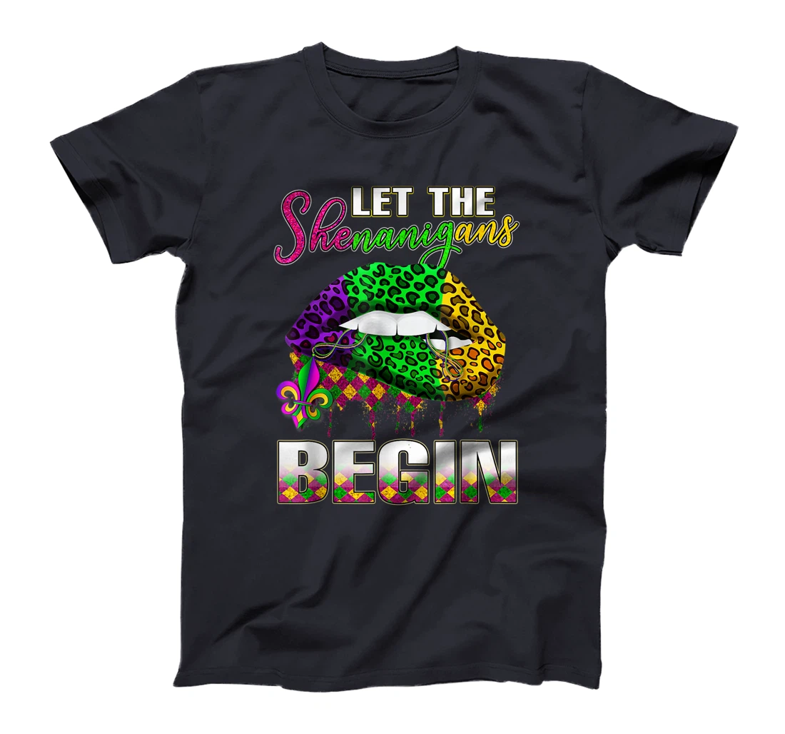 Mardi Gras Lips Outfit Costume Women Let Shenanigans Begin T-Shirt, Women T-Shirt