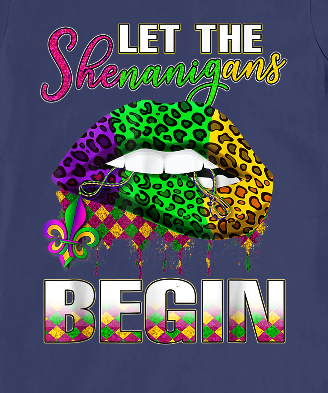 Mardi Gras Lips Outfit Costume Women Let Shenanigans Begin T-Shirt, Women T-Shirt