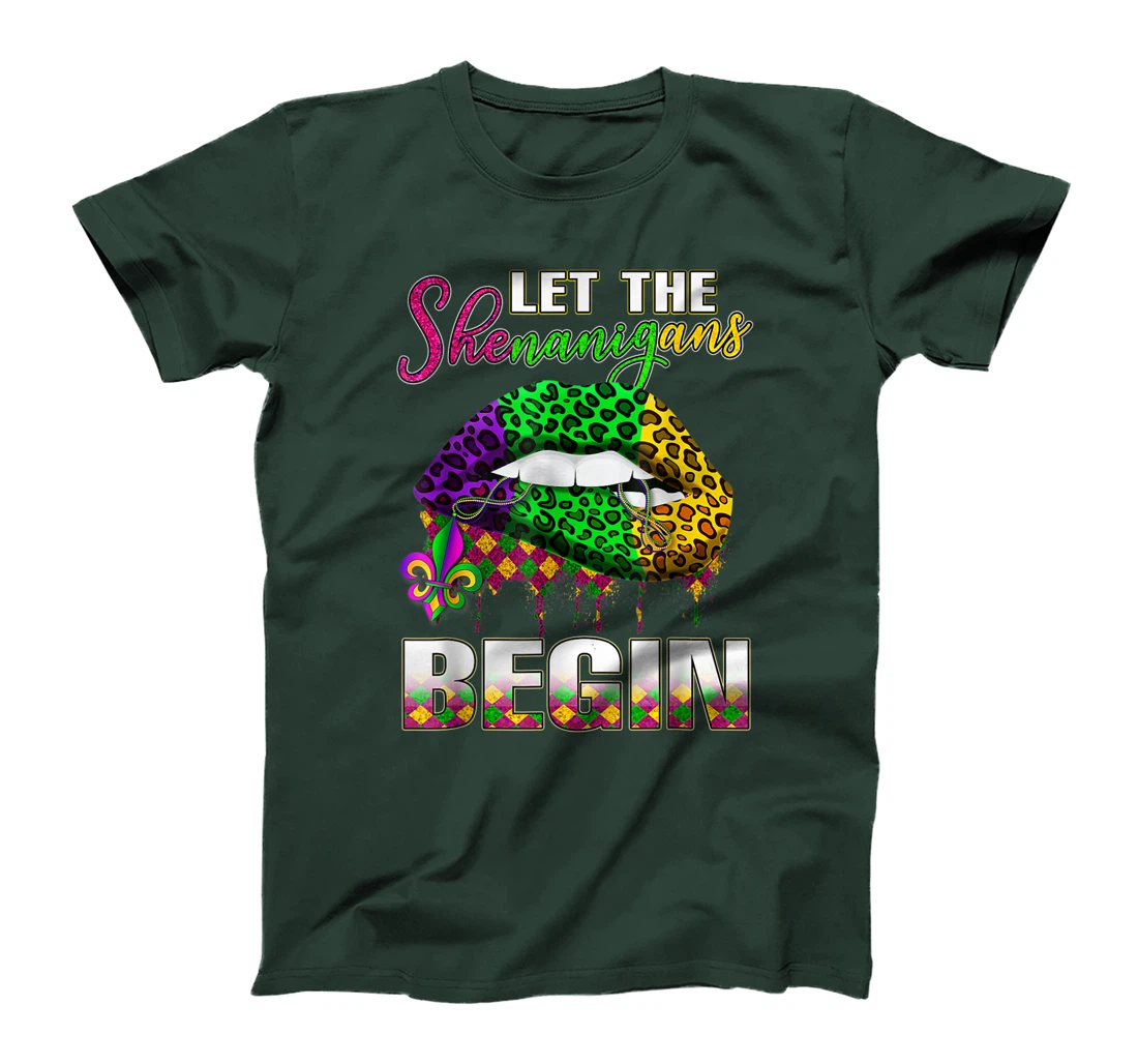 Mardi Gras Lips Outfit Costume Women Let Shenanigans Begin T-Shirt, Women T-Shirt