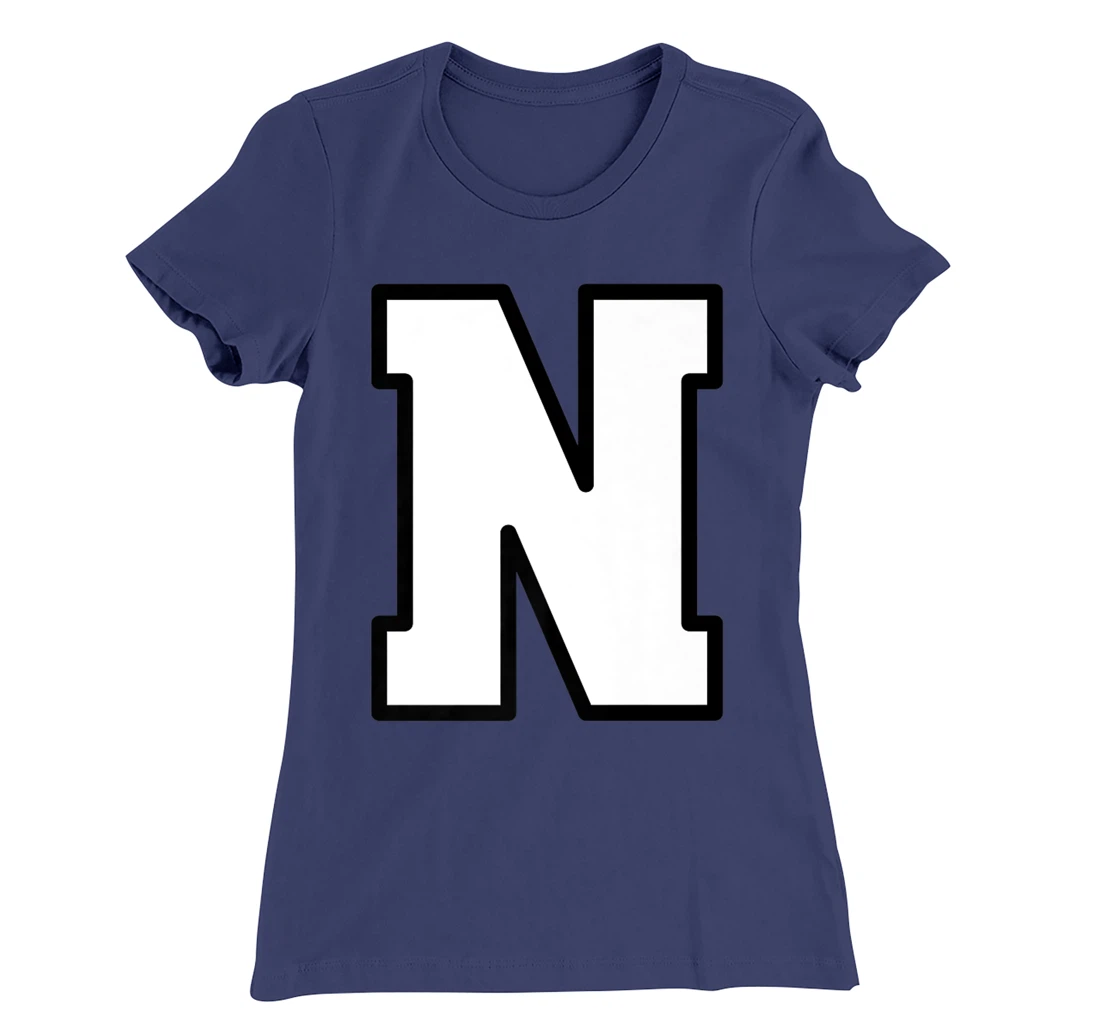 Letter N Capital Alphabet Varsity Monogram Initial T-Shirt, Kid T-Shirt and Women T-Shirt