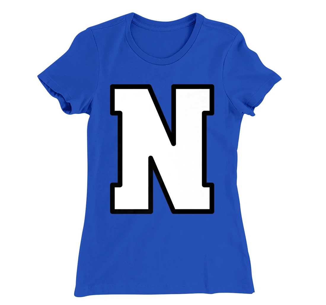 Letter N Capital Alphabet Varsity Monogram Initial T-Shirt, Kid T-Shirt and Women T-Shirt