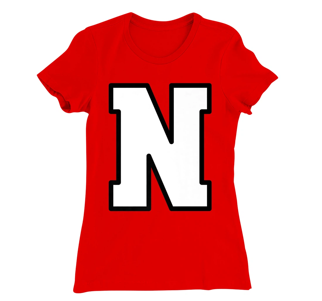 Letter N Capital Alphabet Varsity Monogram Initial T-Shirt, Kid T-Shirt and Women T-Shirt