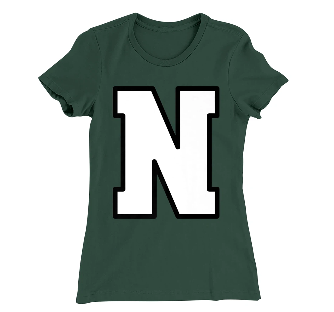 Letter N Capital Alphabet Varsity Monogram Initial T-Shirt, Kid T-Shirt and Women T-Shirt