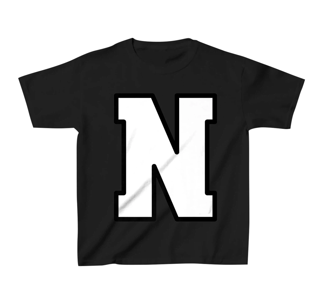 Letter N Capital Alphabet Varsity Monogram Initial T-Shirt, Kid T-Shirt and Women T-Shirt