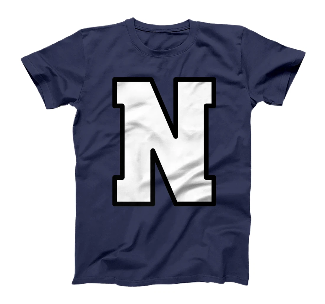 Letter N Capital Alphabet Varsity Monogram Initial T-Shirt, Kid T-Shirt and Women T-Shirt