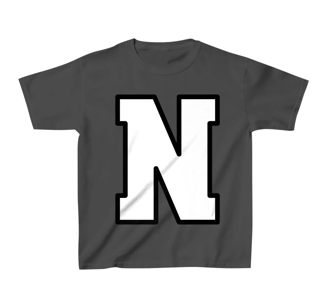 Letter N Capital Alphabet Varsity Monogram Initial T-Shirt, Kid T-Shirt and Women T-Shirt