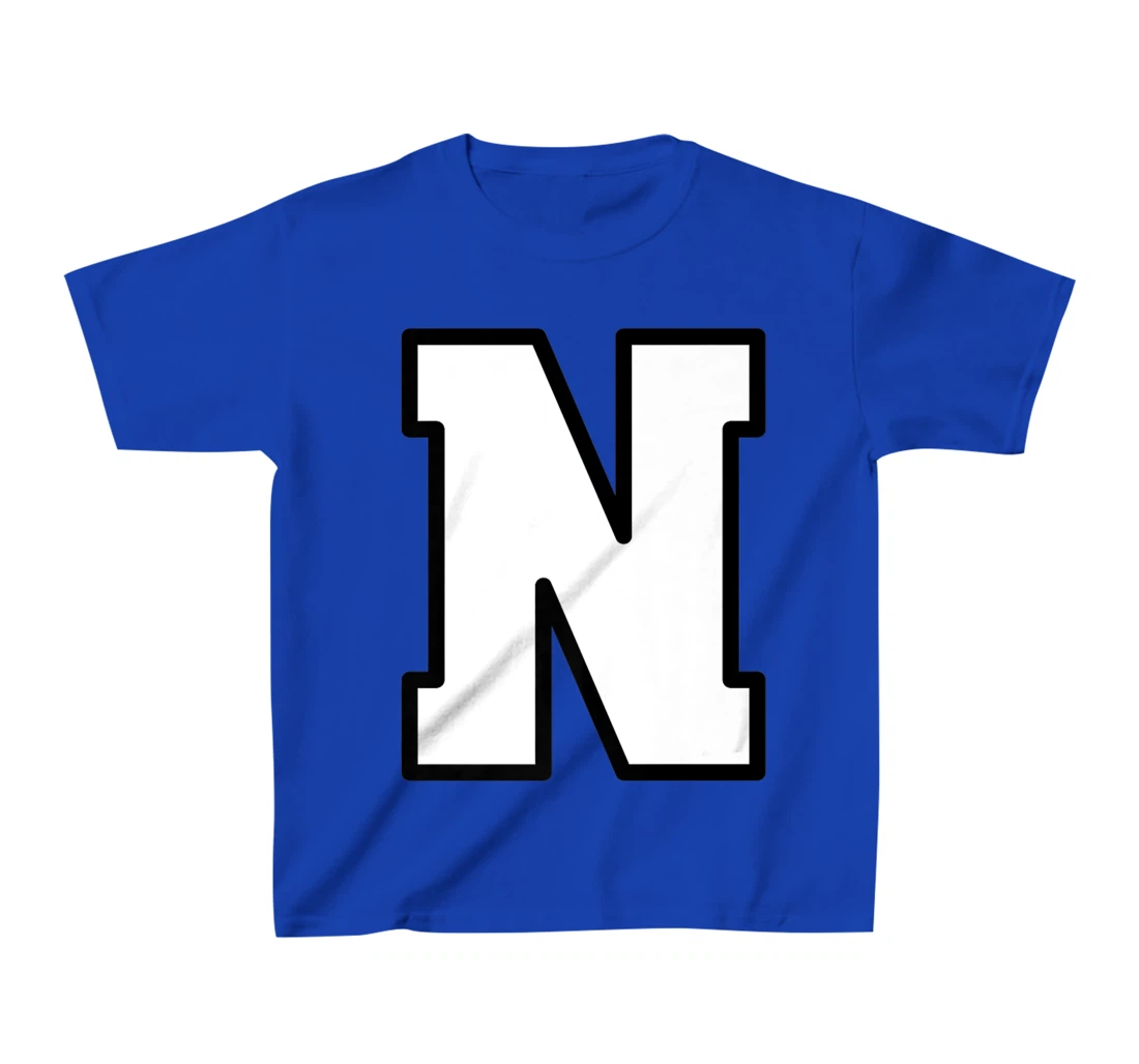 Letter N Capital Alphabet Varsity Monogram Initial T-Shirt, Kid T-Shirt and Women T-Shirt