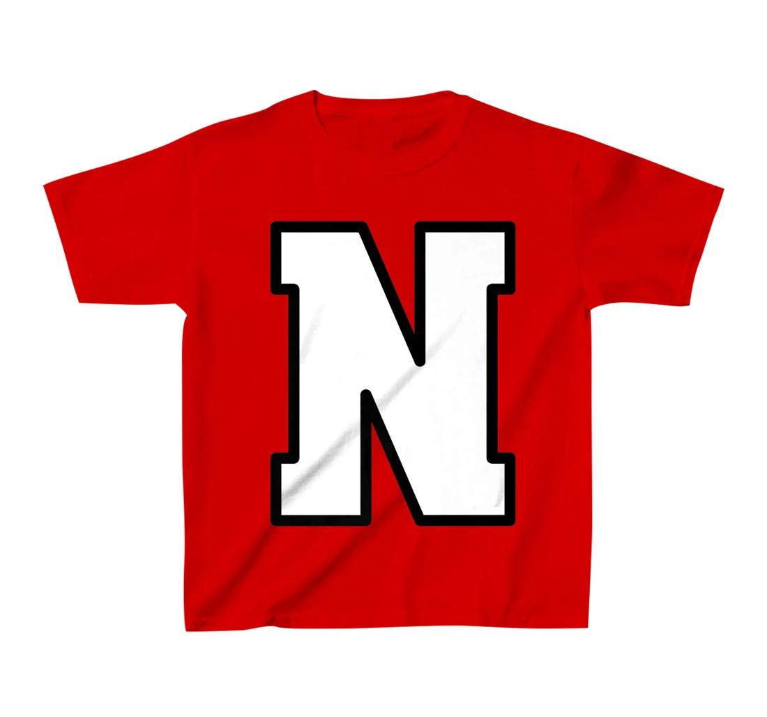 Letter N Capital Alphabet Varsity Monogram Initial T-Shirt, Kid T-Shirt and Women T-Shirt