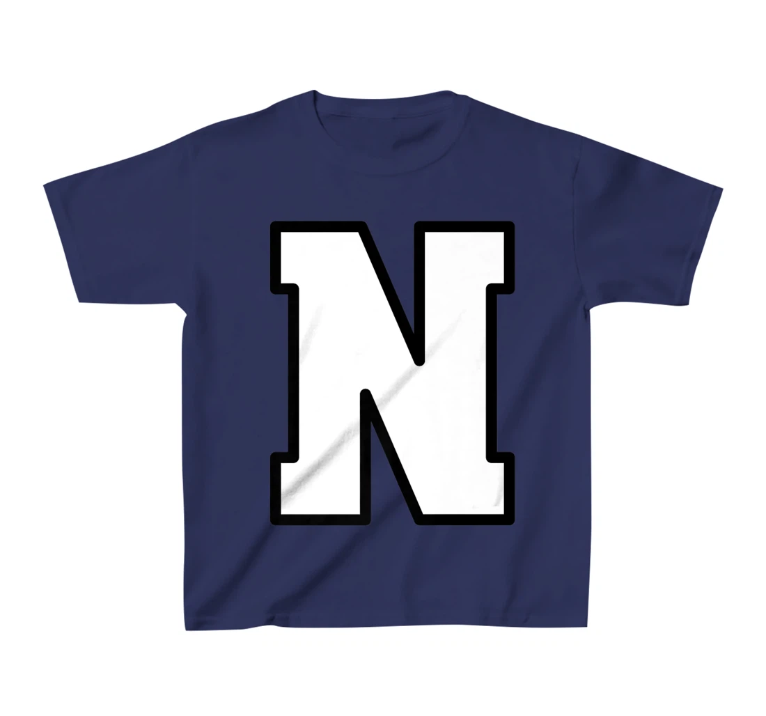 Letter N Capital Alphabet Varsity Monogram Initial T-Shirt, Kid T-Shirt and Women T-Shirt