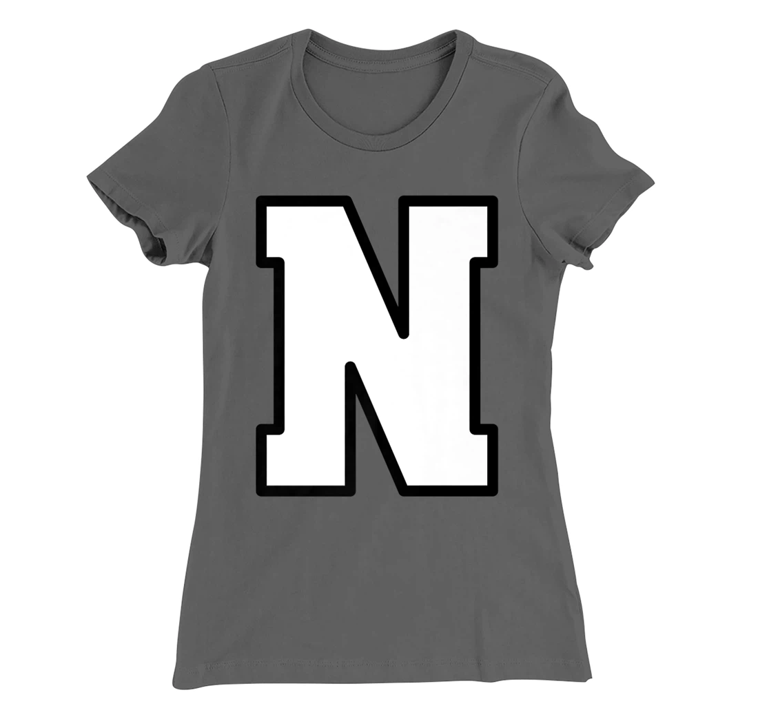 Letter N Capital Alphabet Varsity Monogram Initial T-Shirt, Kid T-Shirt and Women T-Shirt