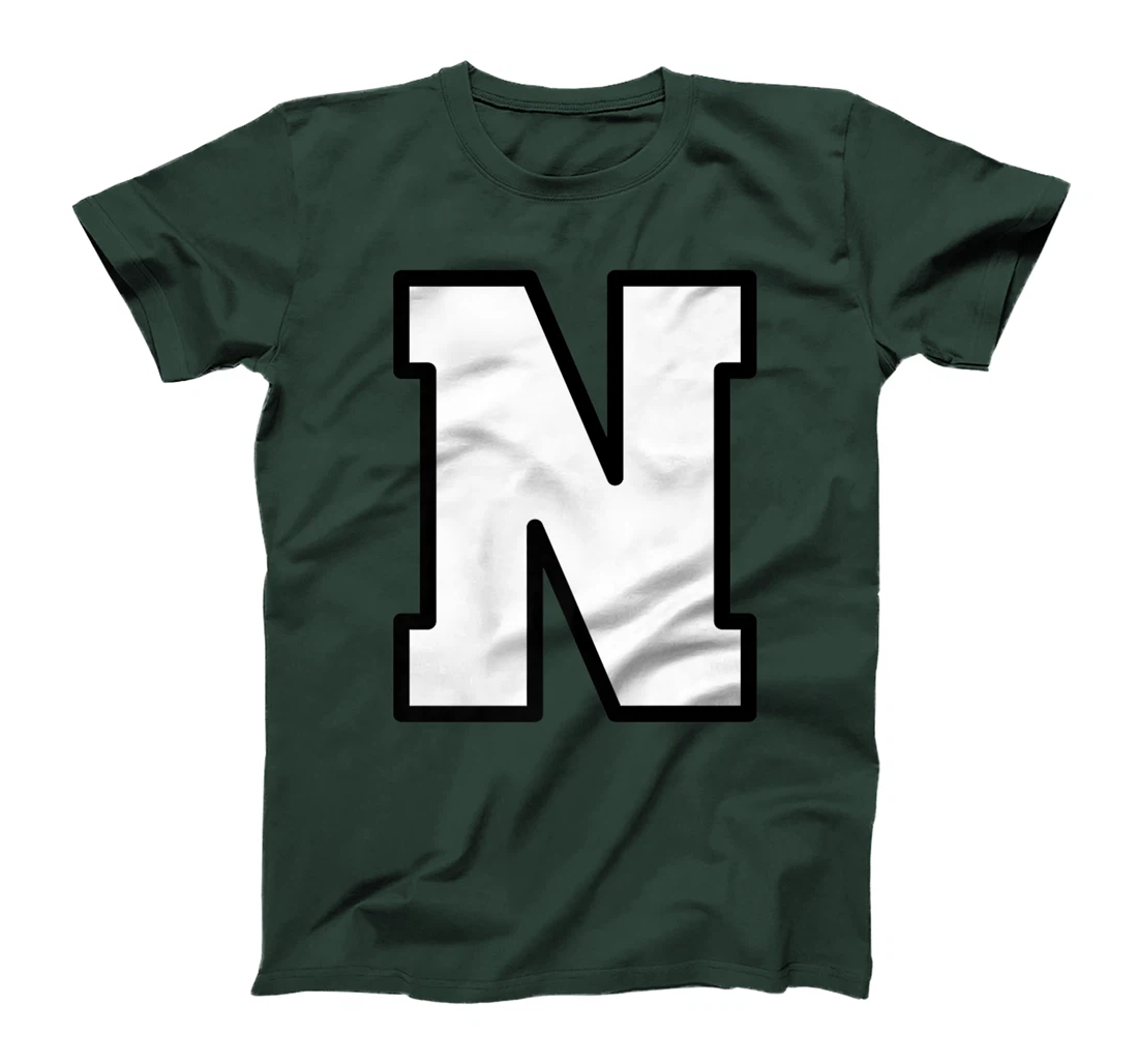 Letter N Capital Alphabet Varsity Monogram Initial T-Shirt, Kid T-Shirt and Women T-Shirt