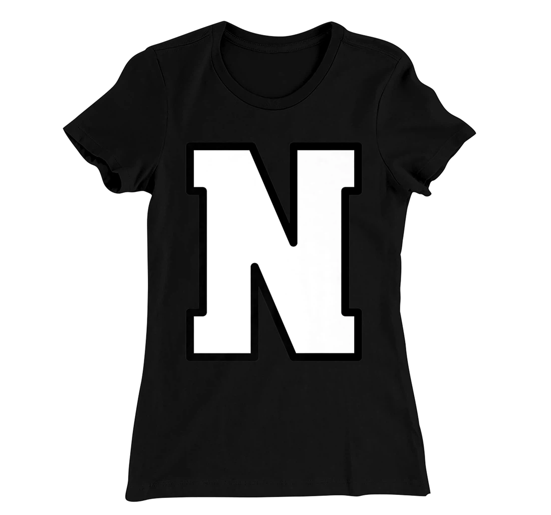 Letter N Capital Alphabet Varsity Monogram Initial T-Shirt, Kid T-Shirt and Women T-Shirt