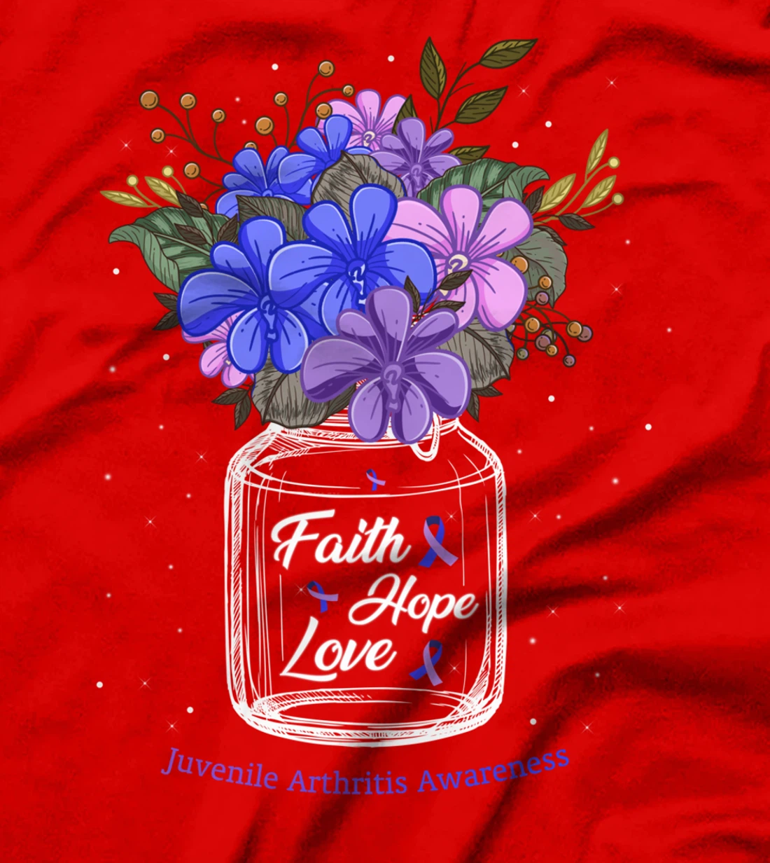 Juvenile Arthritis Faith Love Hope Flower Jar Awareness T-Shirt