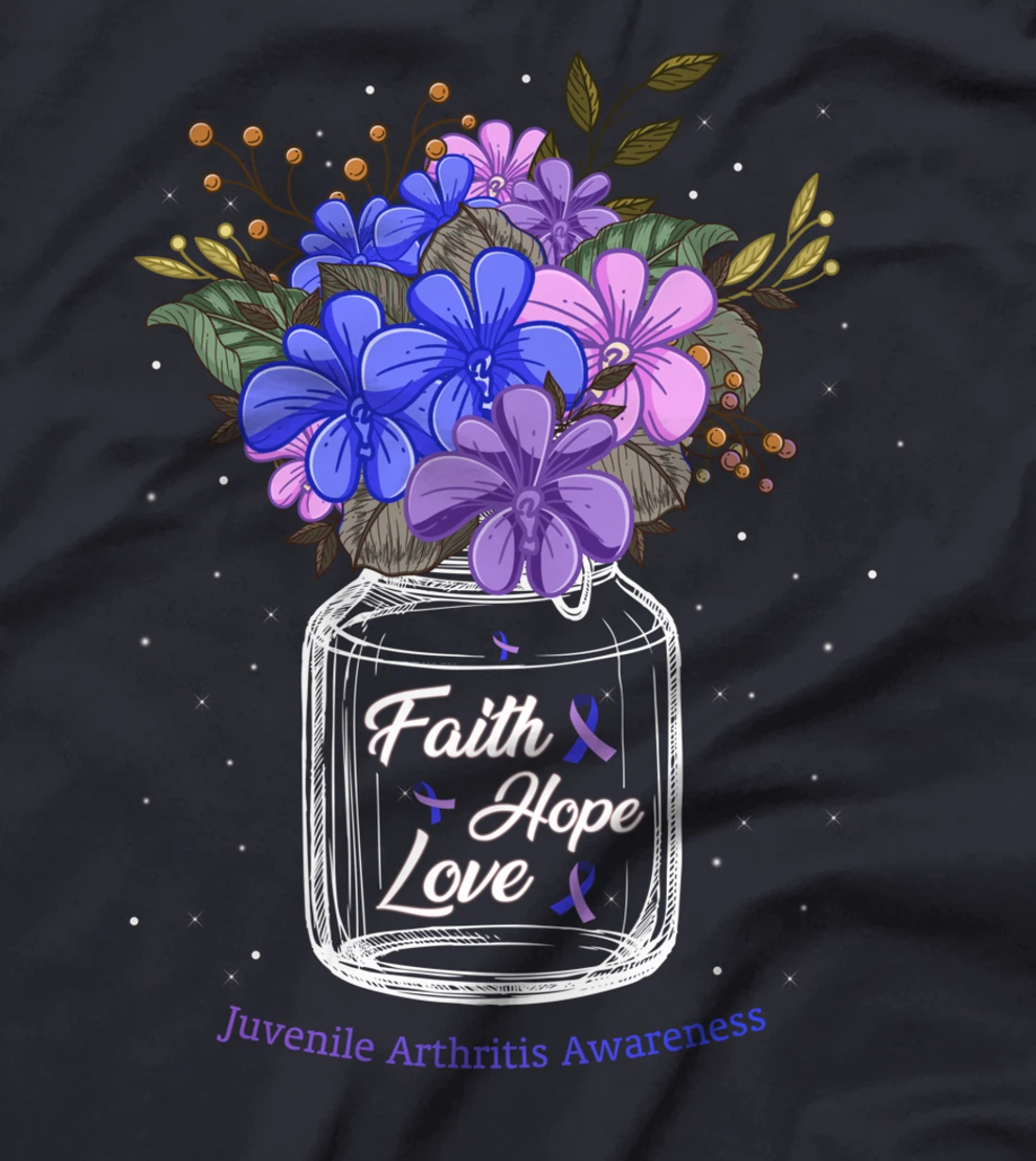 Juvenile Arthritis Faith Love Hope Flower Jar Awareness T-Shirt