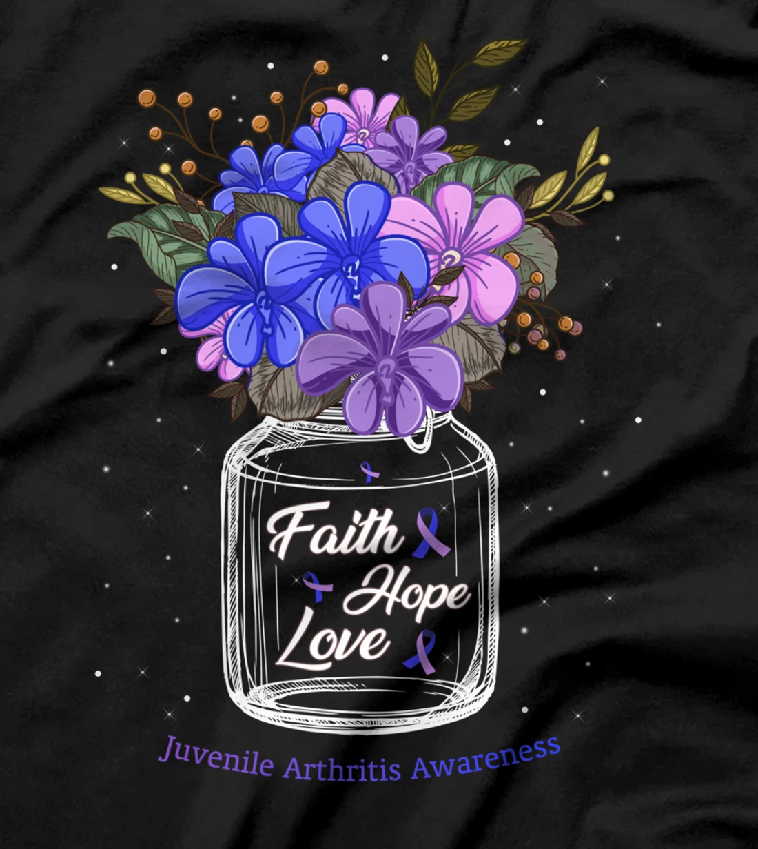 Juvenile Arthritis Faith Love Hope Flower Jar Awareness T-Shirt