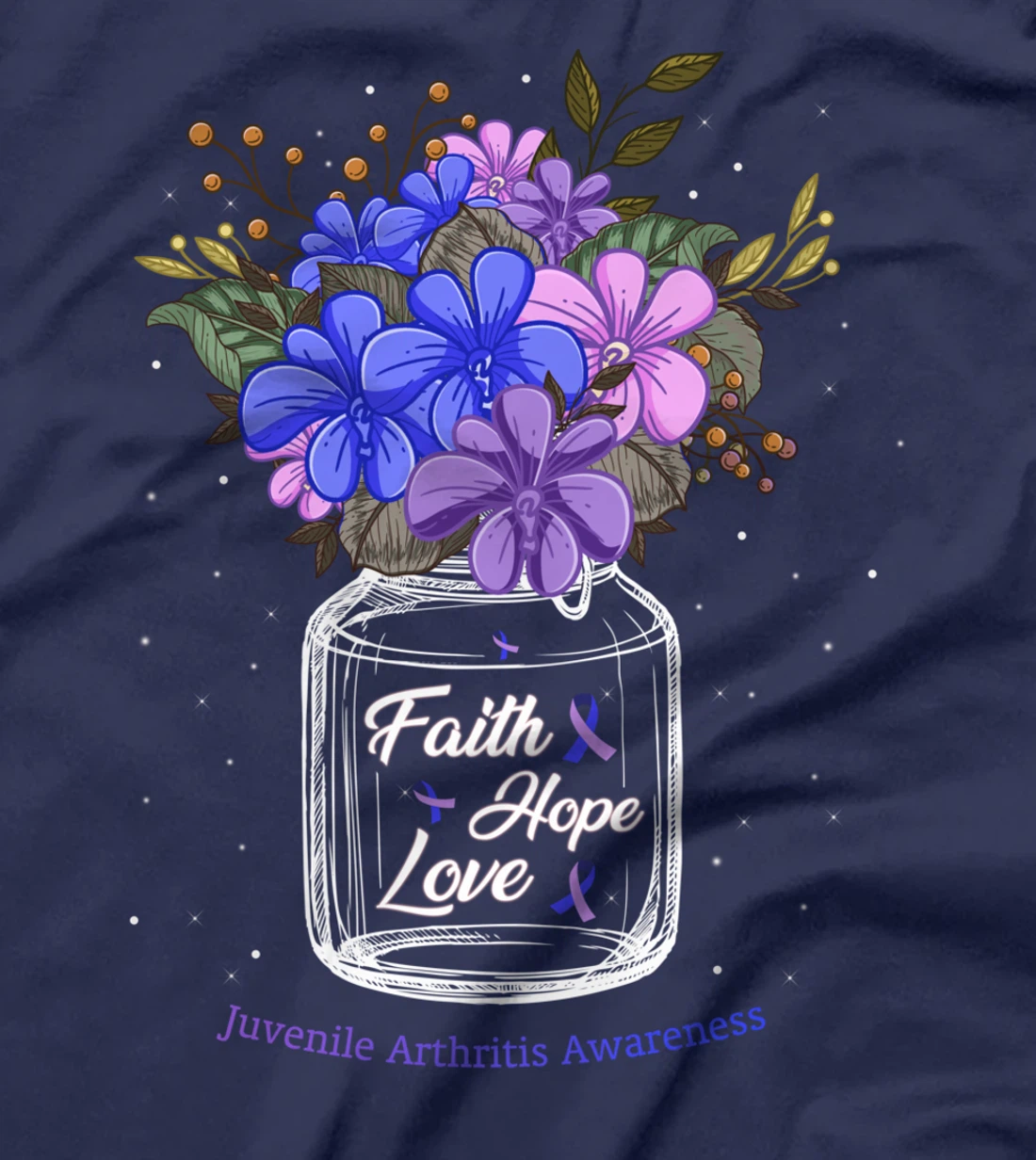 Juvenile Arthritis Faith Love Hope Flower Jar Awareness T-Shirt