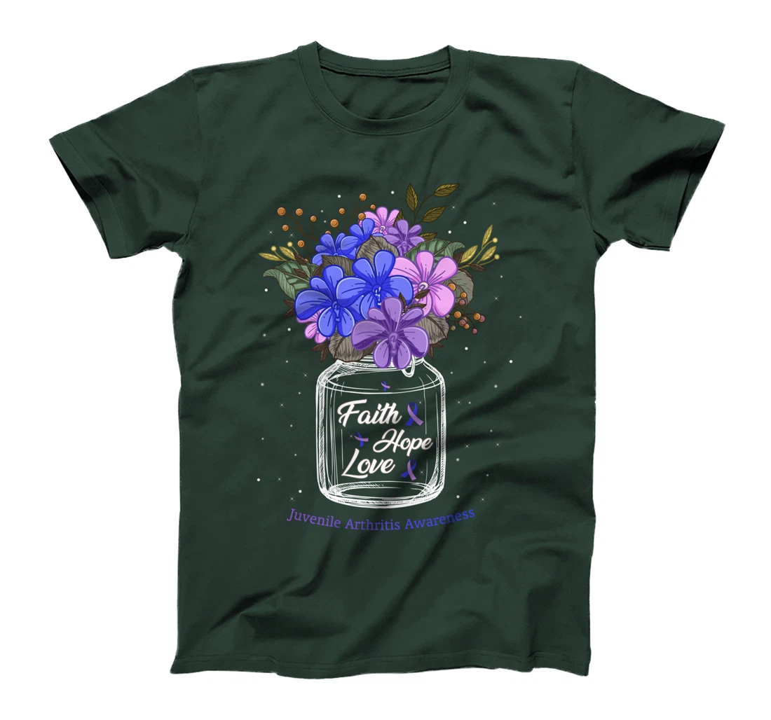 Juvenile Arthritis Faith Love Hope Flower Jar Awareness T-Shirt