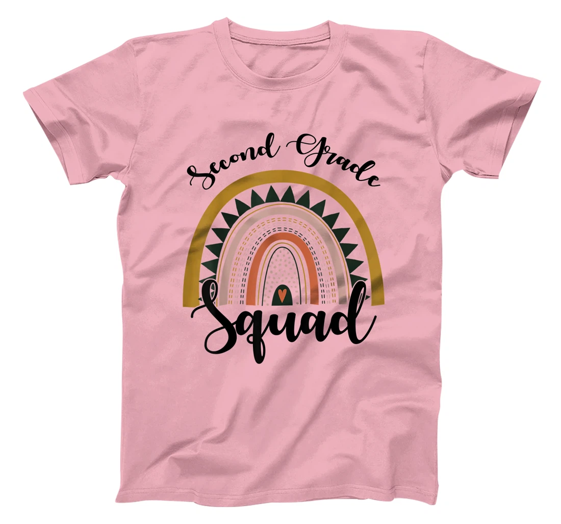 Womens Second Grade Squad Student Teacher Boho Rainbow T-Shirt, Kid T-Shirt and Women T-Shirt