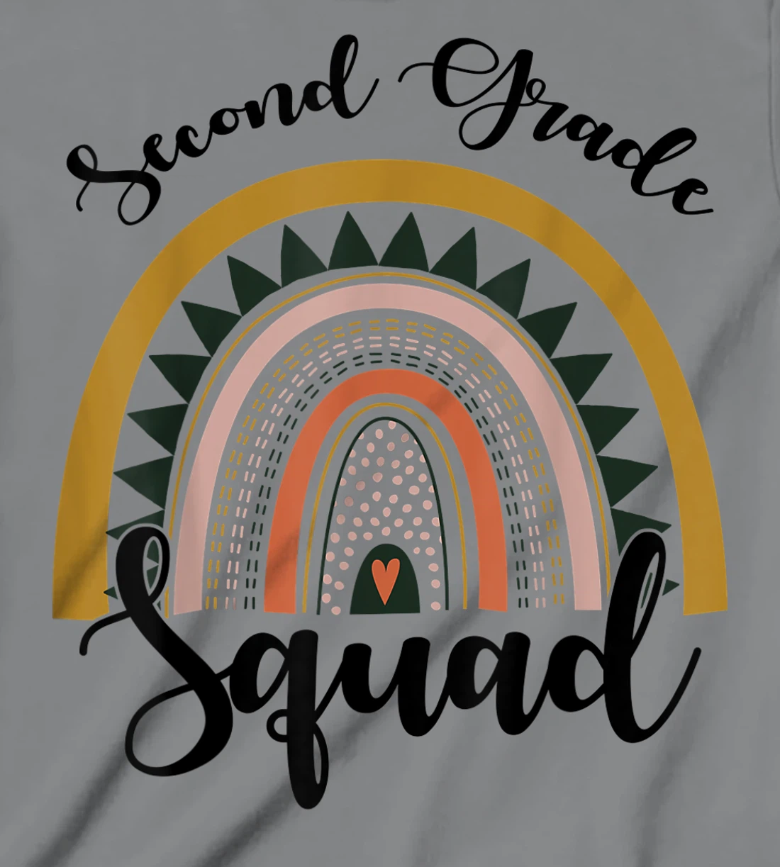 Womens Second Grade Squad Student Teacher Boho Rainbow T-Shirt, Kid T-Shirt and Women T-Shirt
