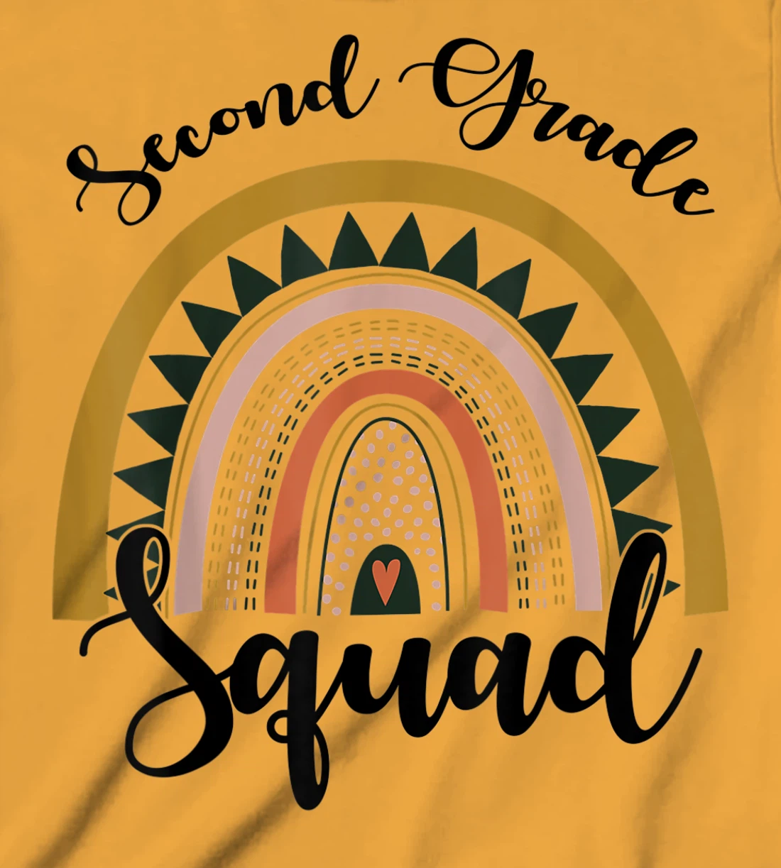 Womens Second Grade Squad Student Teacher Boho Rainbow T-Shirt, Kid T-Shirt and Women T-Shirt