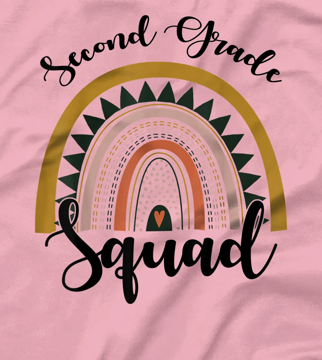 Womens Second Grade Squad Student Teacher Boho Rainbow T-Shirt, Kid T-Shirt and Women T-Shirt