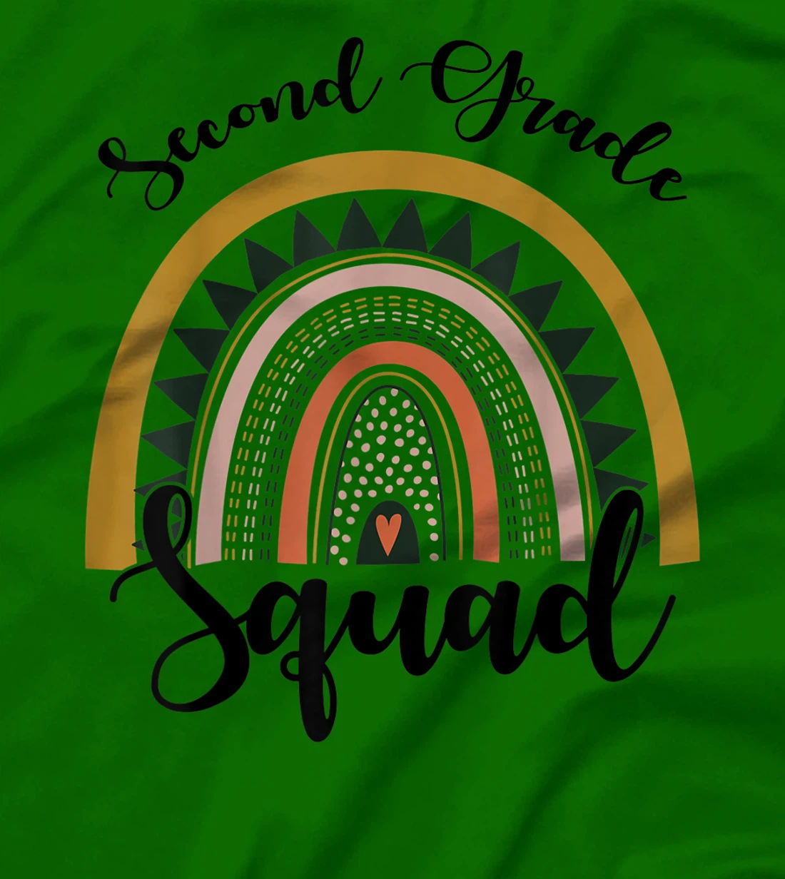 Womens Second Grade Squad Student Teacher Boho Rainbow T-Shirt, Kid T-Shirt and Women T-Shirt