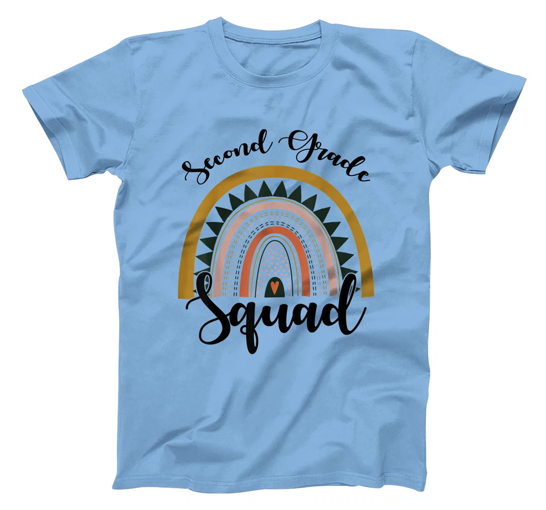 Womens Second Grade Squad Student Teacher Boho Rainbow T-Shirt, Kid T-Shirt and Women T-Shirt