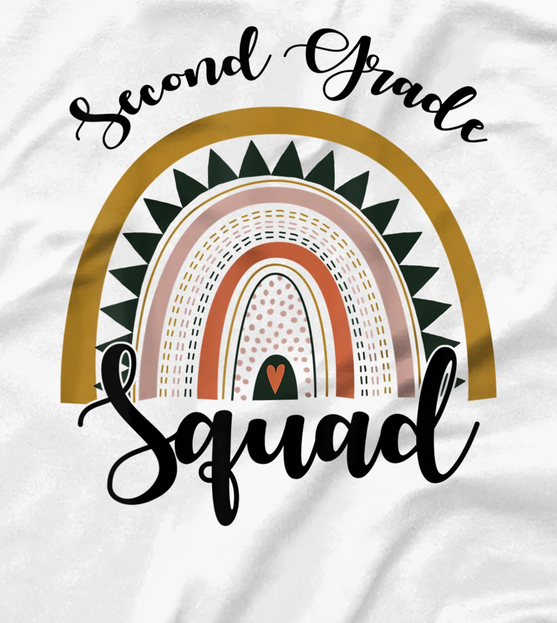 Womens Second Grade Squad Student Teacher Boho Rainbow T-Shirt, Kid T-Shirt and Women T-Shirt