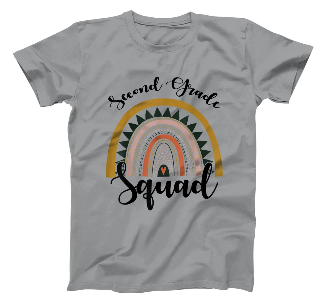 Womens Second Grade Squad Student Teacher Boho Rainbow T-Shirt, Kid T-Shirt and Women T-Shirt